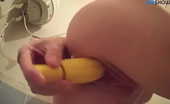Eager Skinny Slut Stuffing Her Cunt with Big Sex Toy